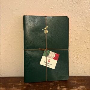 NWT SET 3 BIEFFE GREEN JOURNAL NOTEBOOK 8X 5.5" RED EDGES MADE ITALY Journaling